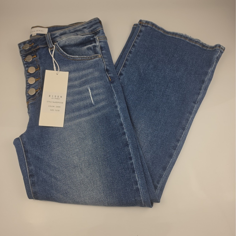 NTW Risen Size 11/30 Jeans Distressed Denim Button Fly Straight Leg RDP5538